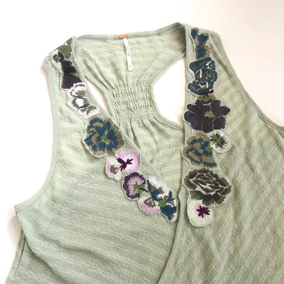 Free People Embroidered faux wrap racer back tank - Picture 3 of 8
